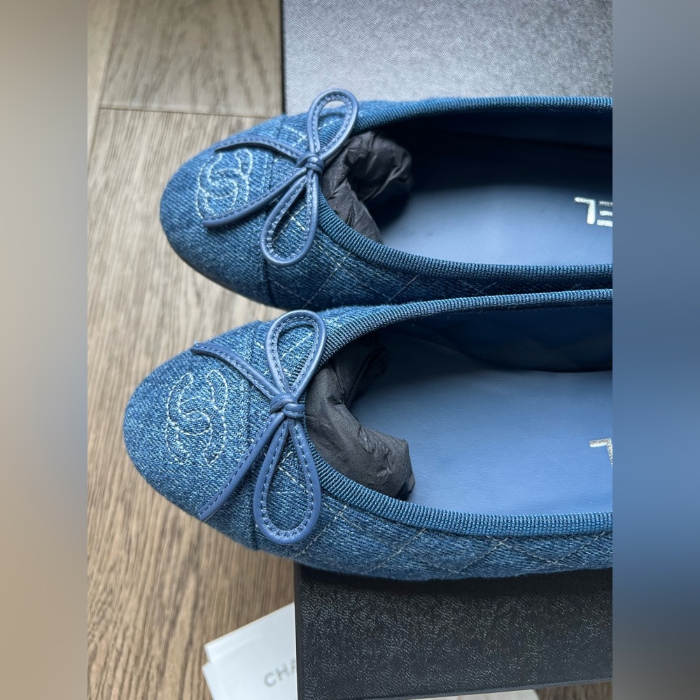 Chanel denim ballet flats 26P size 37 - Picture 7 of 13